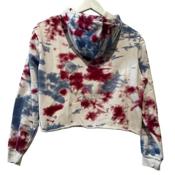 Disney Size Small Tie Dye Red Blue Mickey Mouse Cropped Hoodie Collector - Picture 2 of 11